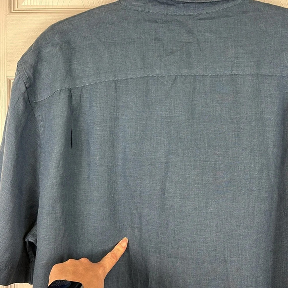 NWT Vince men’s blue short sleeve linen button down shirt sz xl - Picture 6 of 7